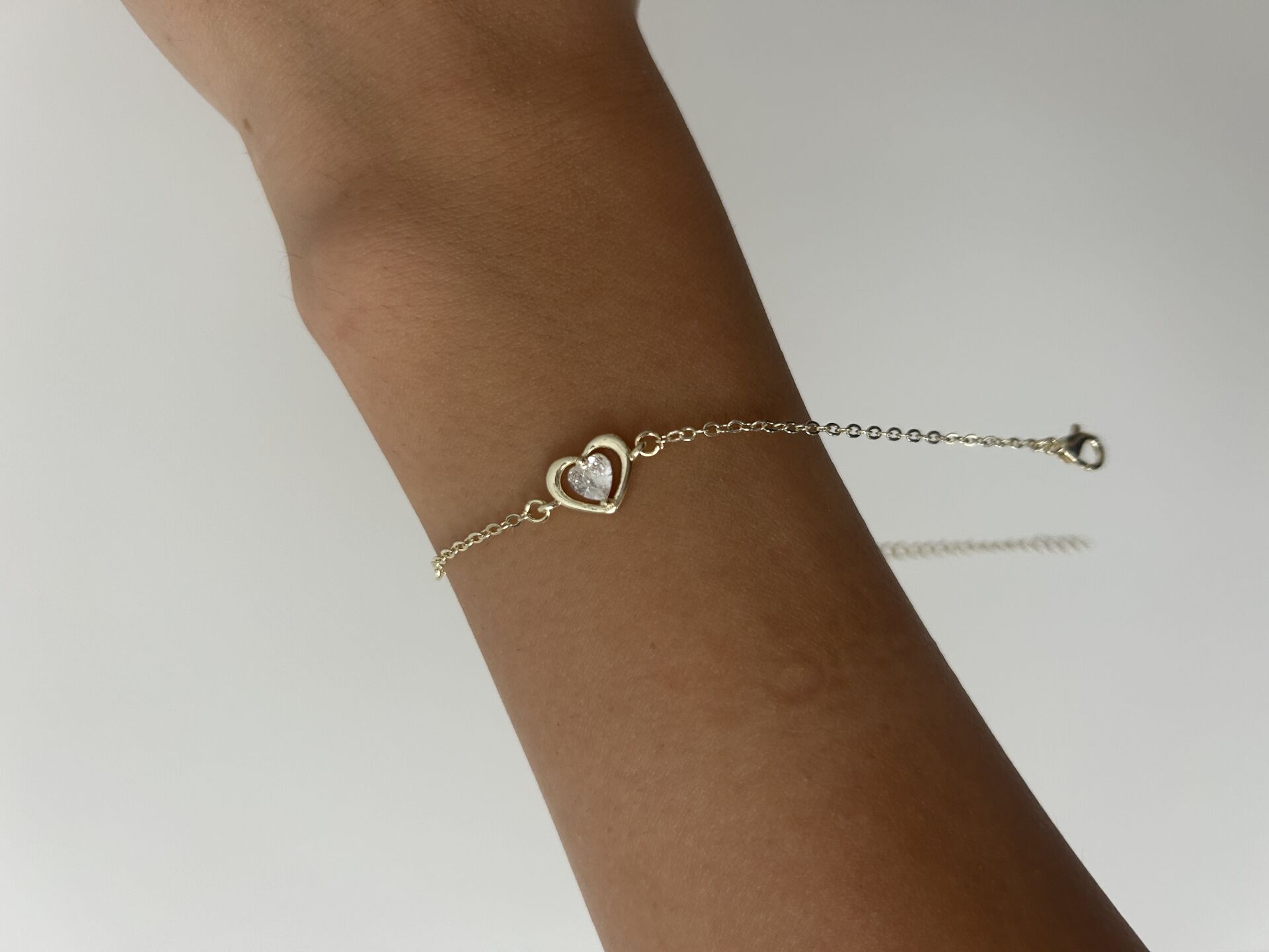 Kalp Taşlı Zincir Bileklik